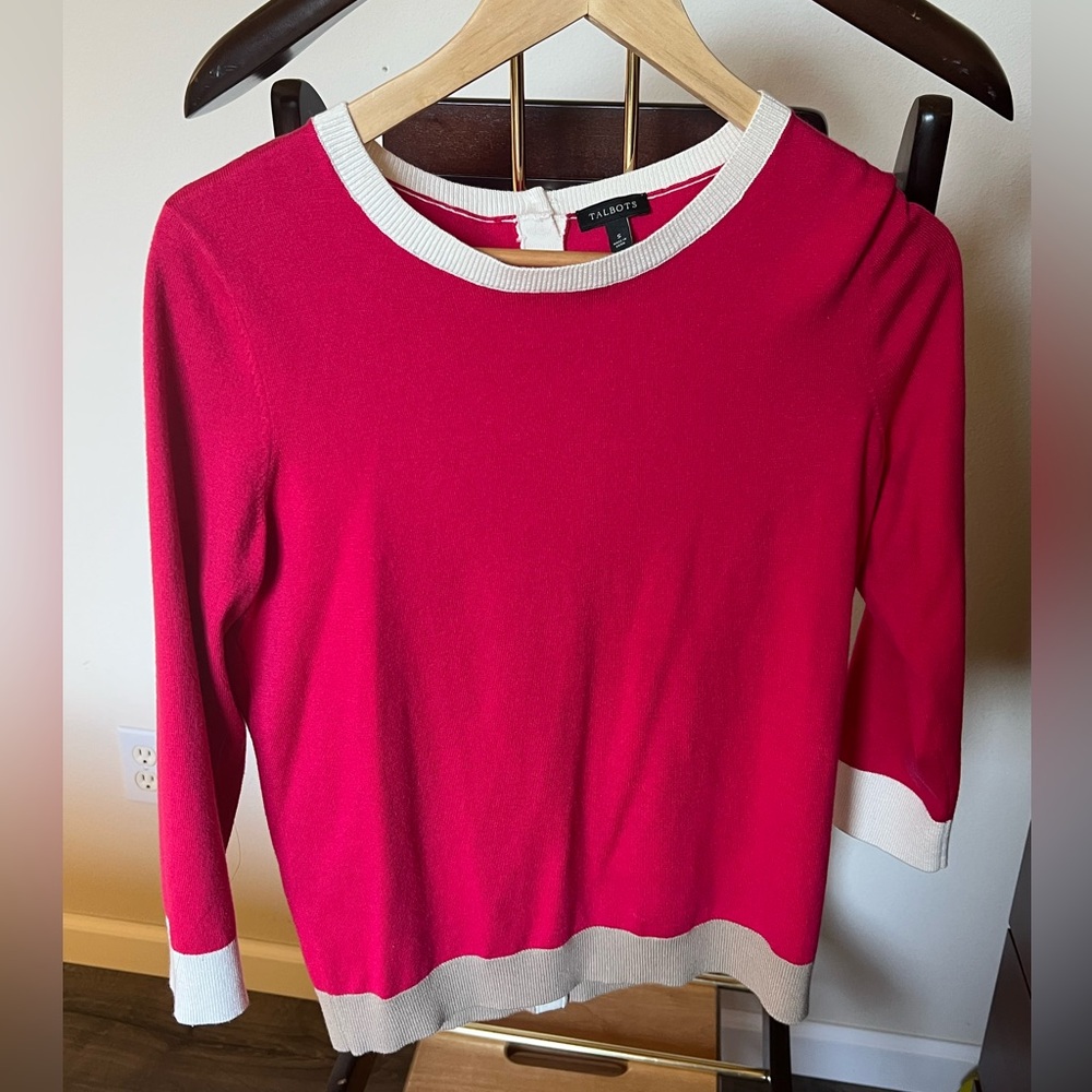 Talbots Vibrant hot pink silk and cotton sweater